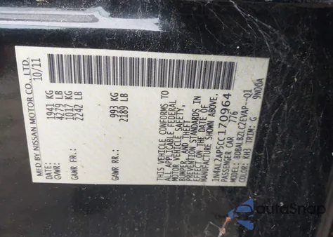 2012 Nissan Altima 2.5 S from USA, damaged, VIN 1N4AL2AP5CC170964